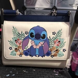 Loungefly Cream and Blue Stitch Crossbody Bag